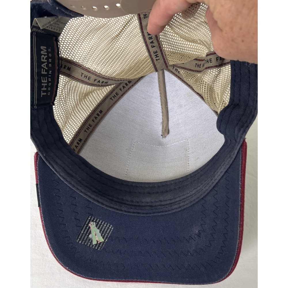 Goorin Bros The Farm Trucker Freedom Bald Eagle Snapback Navy Red Mesh Hat Cap - Picture 5 of 8